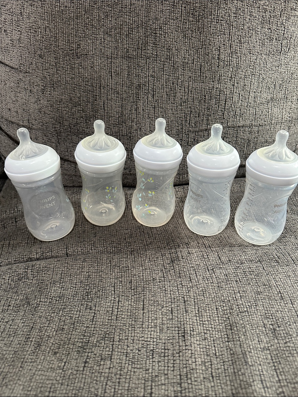 White Baby Bottle Set - Clear/White (5 Pack)